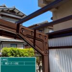 京都府長岡京市　カーポート塗装工事　ウレタン上塗り